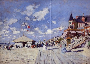  beach Painting - The Boardwalk on the Beach at Trouville Claude Monet